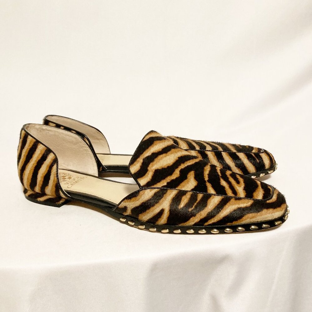 Vince Camuto Rendolen 3 Animal Print Cow Hair Flat Slip On Shoes Size 8.5